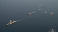 Navi da guerra in servizio nella missione Aspides dell'UE in navigazinoe nel Mar Rosso nel 2024