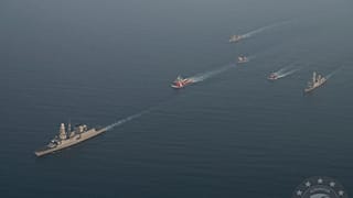 Navi da guerra in servizio nella missione Aspides dell'UE in navigazinoe nel Mar Rosso nel 2024