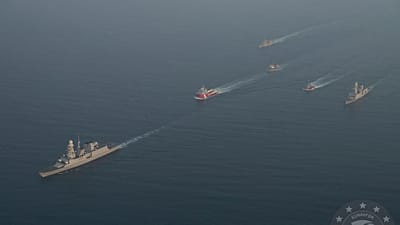 Военные корабли, участвующие в миссии ЕС Aspides, патрулируют Красное море в 2024 году.