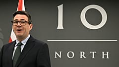 File photo. Britain's Prime Minister Andy Burnham stands in front of a 10 North sign. 18 September 2026