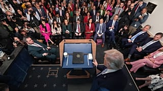 US President Donald Trump speaks with reporters in the James Brady Press Briefing Room at the White House, 6 April, 2026