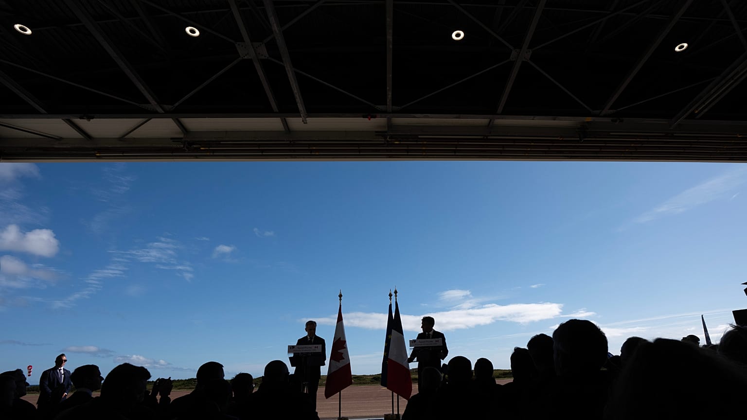 French President Emmanuel Macron and Prime Minister Mark Carney deliver remarks in Saint Pierre