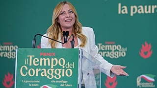 رئيسة الوزراء الإيطالية جيورجيا ميلوني تحضر في Fenix، مهرجان الشباب FdI، في روما، الأحد 20 سبتمبر 2026. (Valentina Stefanelli/LaPresse via AP)