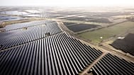 Solar installations on 340 hectares surround the village of Hjolderup west of Aabenraa, southern Denmark on February 2023. The village of Hjolderup consists of 12 houses.