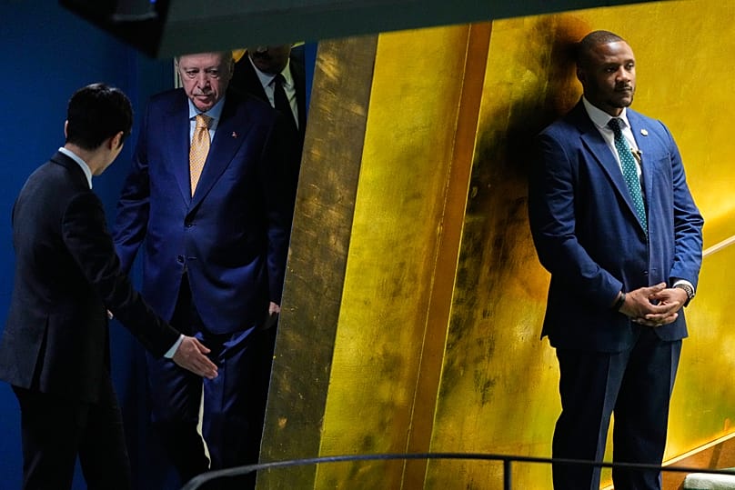 Turkey's President Recep Tayyip Erdogan arrives at the 81st session of the United Nations General Assembly at UN headquarters in New York, 22 September 2026