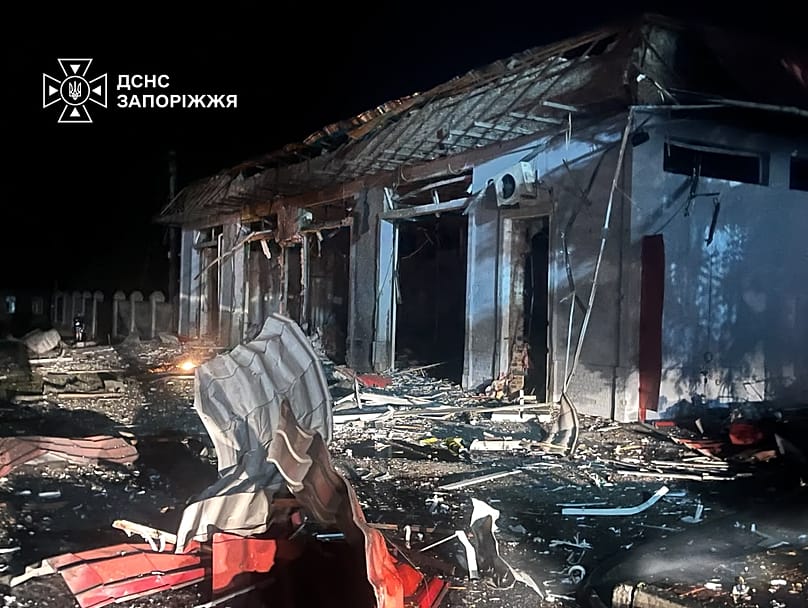A building is seen damaged after a Russian strike on Zaporizhzhia, 22 September, 2026