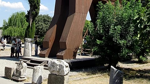 Archive - A replica of the Trojan Horse at the entrance to the archaeological site of the city in present-day Turkey