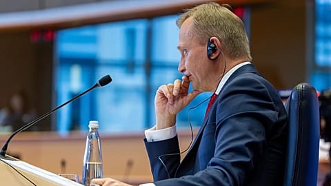 European Commissioner for EU Budget Piotr Serafin at the European Parliament in November 2024