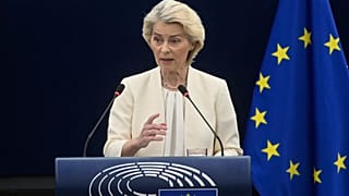 FILE - European Commission President Ursula von der Leyen delivers State of the European Union address in Strasbourg, eastern France. 16 Sept 2026.