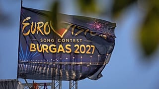 An Eurovision flag flies at the port of Burgas, on Bulgaria's Black Sea coast, which will host the 71st Eurovision Song Contest in 2027. 14 August 2026