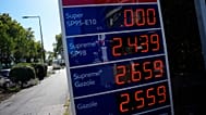 A board shows the price at a gas station in Puteaux, outside Paris, Tuesday Sept. 22, 2026