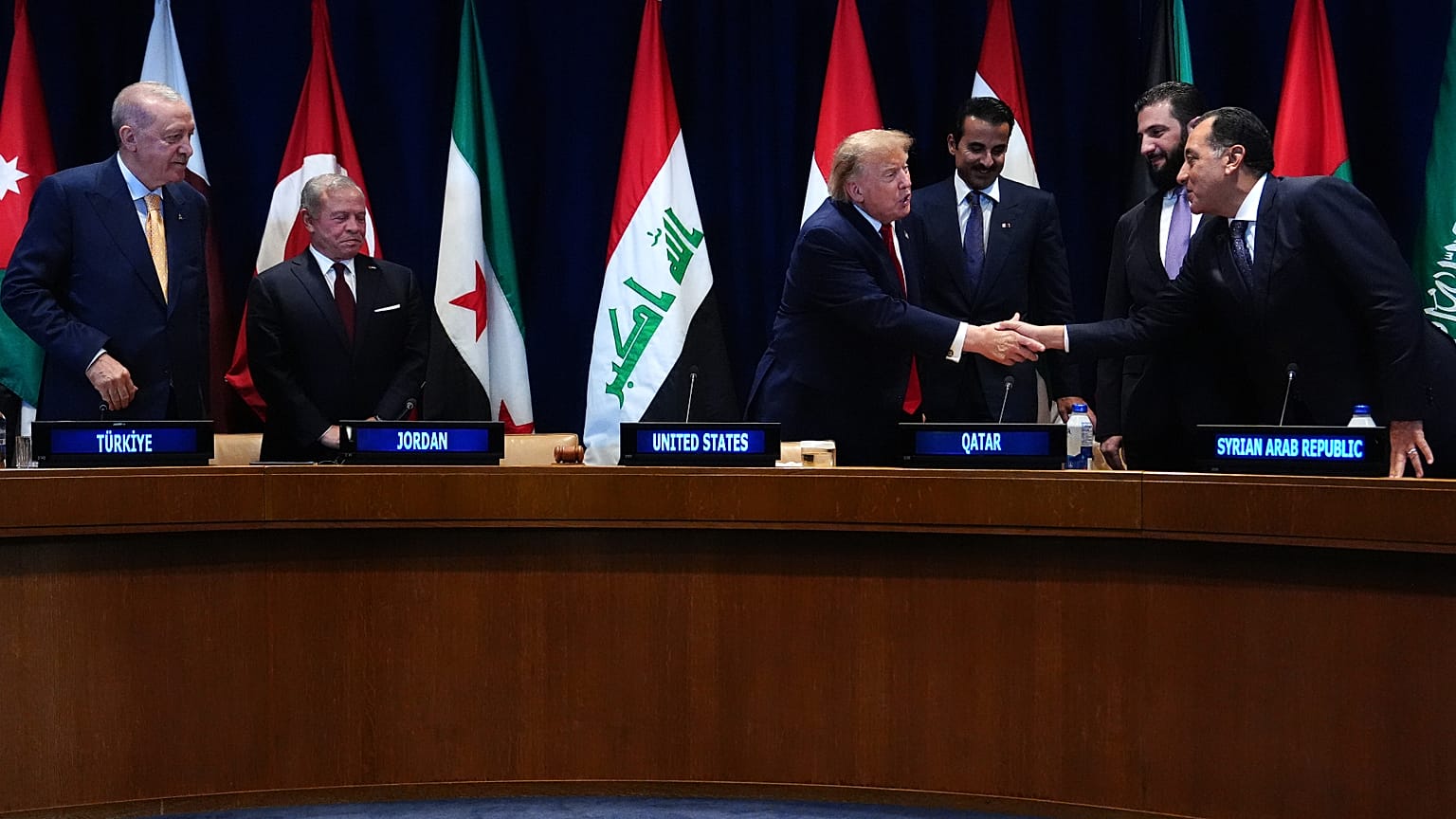 الرئيس دونالد ترامب خلال اجتماع مع مجلس التعاون الخليجي وقادة عرب على هامش اجتماعات الجمعية العامة للأمم المتحدة، يوم الثلاثاء 22 سبتمبر 2026، في مقر الأمم المتحدة.