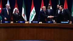 الرئيس دونالد ترامب خلال اجتماع مع مجلس التعاون الخليجي وقادة عرب على هامش اجتماعات الجمعية العامة للأمم المتحدة، يوم الثلاثاء 22 سبتمبر 2026، في مقر الأمم المتحدة.