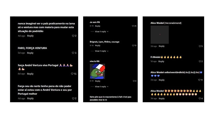 Many users have evoked far-right parties and politicians across Europe in the comments.