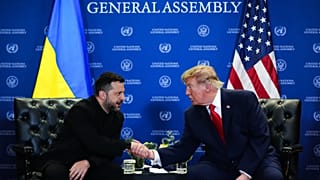 ولودیمیر زلنسکی، رئیس‌جمهوری اوکراین در دیدار با دونالد ترامپ همتای آمریکایی خود /  ۲۲ سپتامبر سازمان ملل 