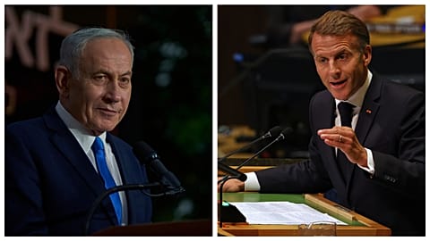 Benjamin Netanjahu és Emmanuel Macron