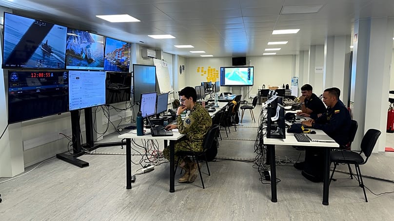Zona de controlo de exercícios do REPMUS no Centro de Experimentação Operacional da Marinha (CEOM), em Troia