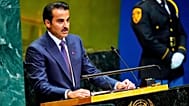 Qatar's Emir Sheikh Tamim bin Hamad Al Thani addresses the UN General Assembly in New York.