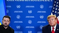 O presidente Donald Trump reúne-se com o presidente da Ucrânia, Volodymyr Zelenskyy, durante a Assembleia Geral das Nações Unidas, 