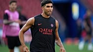 Achraf Hakimi, du PSG, lors d'une séance d'entraînement en vue du match de Supercoupe de l'UEFA contre Aston Villa, à Salzbourg, en Autriche, mardi 11 août 2026.