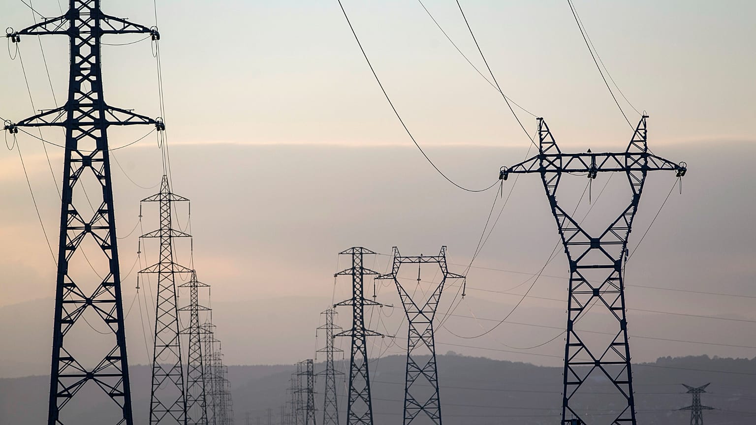 High voltage power lines are pictured outside Strasbourg, eastern France, Wednesday, Jan. 18, 2017.
