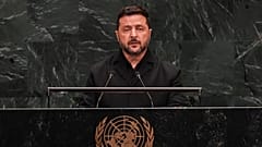 Президент Украины Владимир Зеленский выступает на 81-й сессии Генеральной Ассамблеи ООН в штаб-квартире ООН. 23 сентября 2026 года