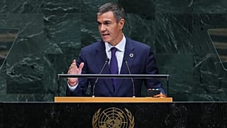 El presidente español, Pedro Sánchez, se dirige a la 81ª sesión de la Asamblea General de las Naciones Unidas en la sede de la ONU, el 23 de septiembre de 2026.