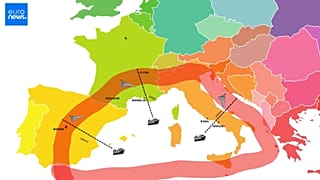 Imagen de un posible ataque de drones rusos desde el Mediterráneo a países como España, Italia y Francia.