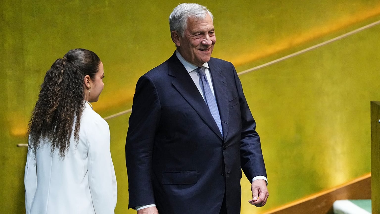 Il ministro degli Esteri e vicepremier Antonio Tajani prima di intervenire all'81° sessione dell'Assemblea generale dell'Onu