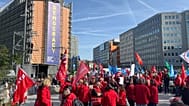 Trade Union members protesting against EU Inc. in front of the European Commission in Brussels, Thursday 24 September 2026.