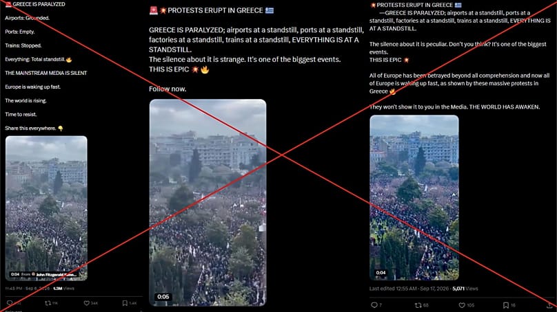 Publicações que alegam que ‘a Grécia está paralisada’