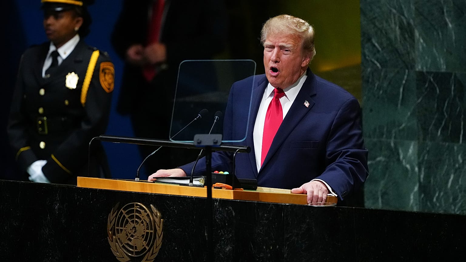 ARCHIV: Präsident Donald Trump spricht am Dienstag, 22. September 2026, vor der UN-Vollversammlung im UNO-Hauptquartier. (AP Photo/Julia Demaree Nikhinson)