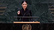 Head of Uzbekistan's Presidential Administration, Saida Mirziyoyeva, delivers her speech during UN General Assembly in New York