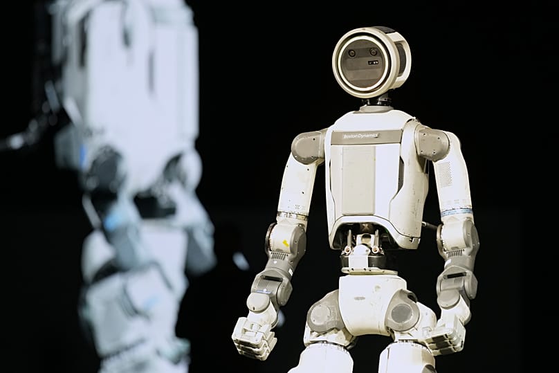 FILE. An Atlas robot stands on the stage during a Hyundai and Boston Dynamics news conference ahead of the CES tech show in Las Vegas, 5 Jan. 2026
