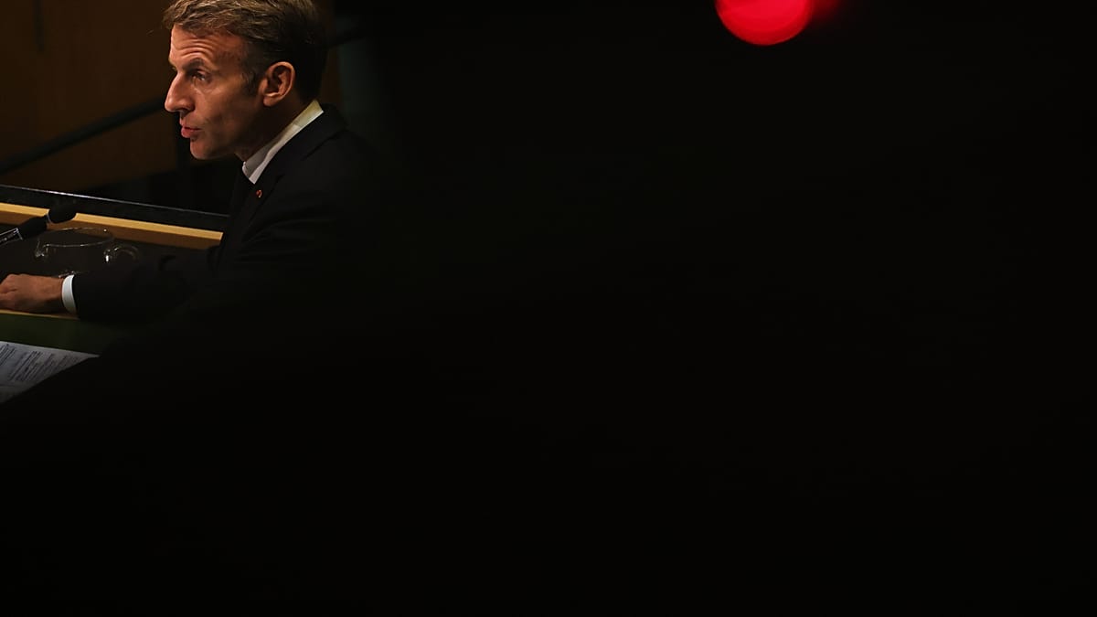 French President Emmanuel Macron denies claims the CIA informed France of a possible Russian drone operation