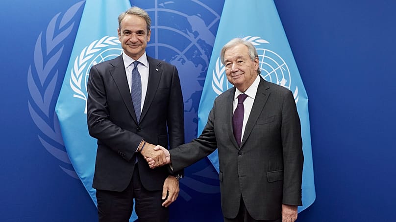 Συνάντηση του Έλληνα πρωθυπουργού, Κυριάκου Μητσοτάκη, με τον Γενικό Γραμματέα του ΟΗΕ, Αντόνιο Γκουτέρες, στη Νέα Υόρκη