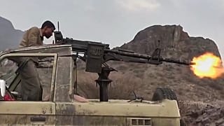 A Houthi fighter firing a vehicle-mounted machine gun at Saudi-backed forces in Yemen, 22 September, 2026