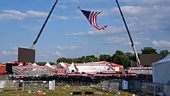 A campaign rally site for Republican presidential candidate former President Donald Trump is empty and littered with debris on July 13, 2024, in Butler, Pa.