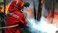 ARQUIVO - Bombeiro combate fogo em Portugal, julho de 2005