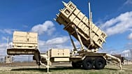 A Patriot missile mobile launcher is displayed outside the Fort Sill Army Post near Lawton, Okla., on Tuesday, March 21, 2023.