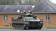 A "Warrior" armoured vehicle of the Royal Lancers is parked in Catterick, England, April 22, 2024.