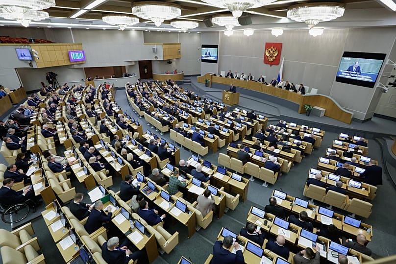 A view of the State Duma, the Lower House of the Russian Parliament in Moscow, 11 February, 2026