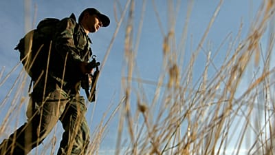 A Turkish soldier patrols the area near the Turkey-Iraq border, in the province of Sirnak, Tuesday, Oct. 23, 2007.