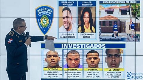 Four suspects arrested over the murder of the wife of Dominican singer Julián Oro Duro.
