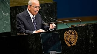 رئيس الوزراء العراقي علي الزيدي يتحدث خلال الدورة الحادية والثمانين للجمعية العامة للأمم المتحدة في مقر الأمم المتحدة، يوم الجمعة 25 سبتمبر 2026.