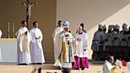 Pope Leo XIV celebrates mass at Place de la Concorde, Paris, Saturday, Sept. 26, 2026.