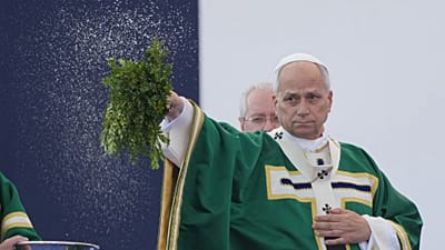 Pope Leo XIV in Lourdes on Sunday 27 September 2026.