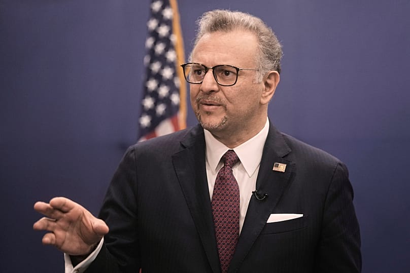 FILE - Massad Boulos, senior advisor to President Donald Trump, speaks during an interview with the Associated Press at the United States' embassy in Cairo, Egypt, Nov. 3 2025