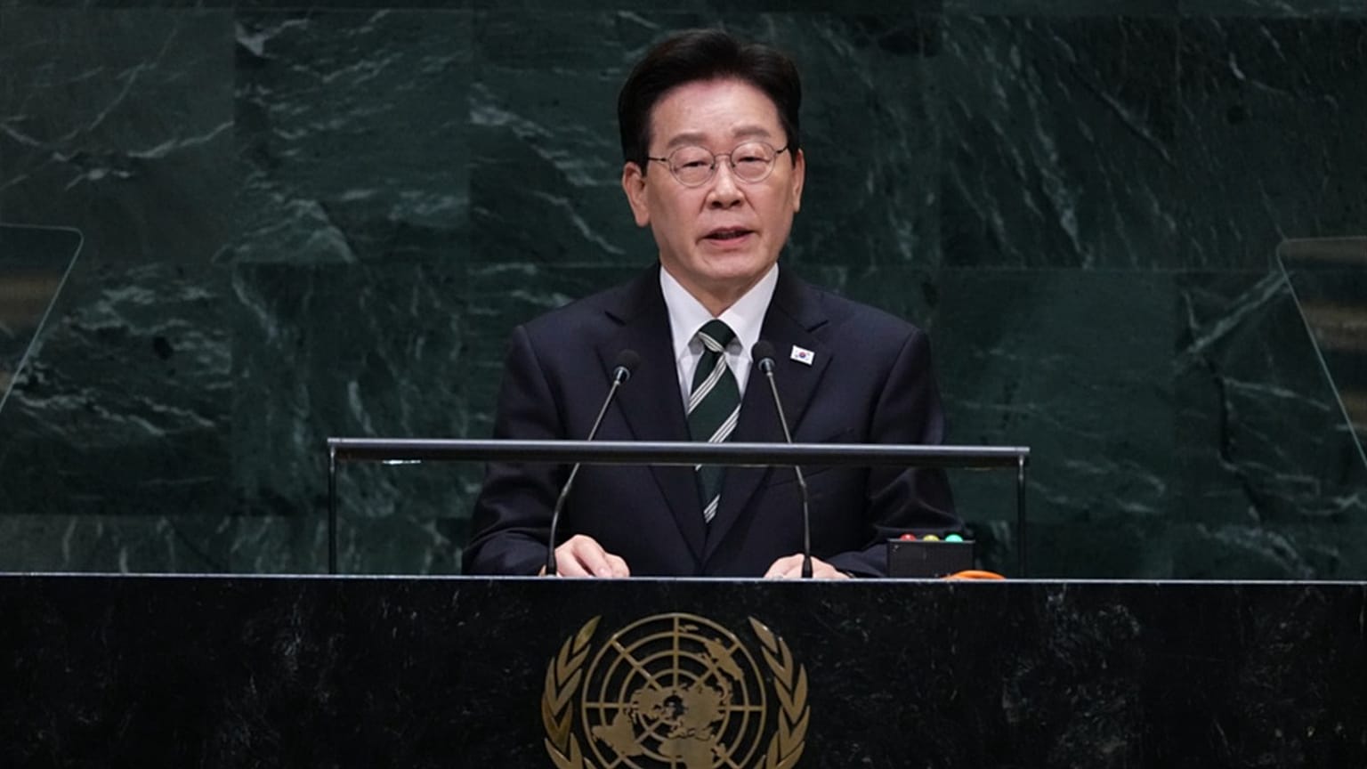 South Korean President Lee Jae Myung addresses the 81st session of the United Nations General Assembly at U.N. headquarters Tuesday, Sept. 22, 2026
