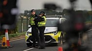 Police officers guard a road leading to RAF Fairford, 28 September, 2026